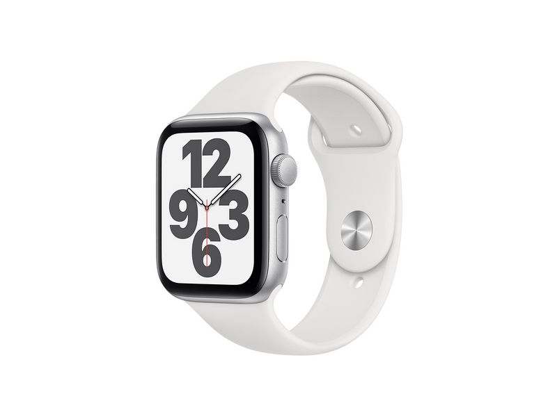 Apple Watch SE GPS 44mm Okosóra, Ezüst/ Fehér sportszíj (MYDQ2HC/A)