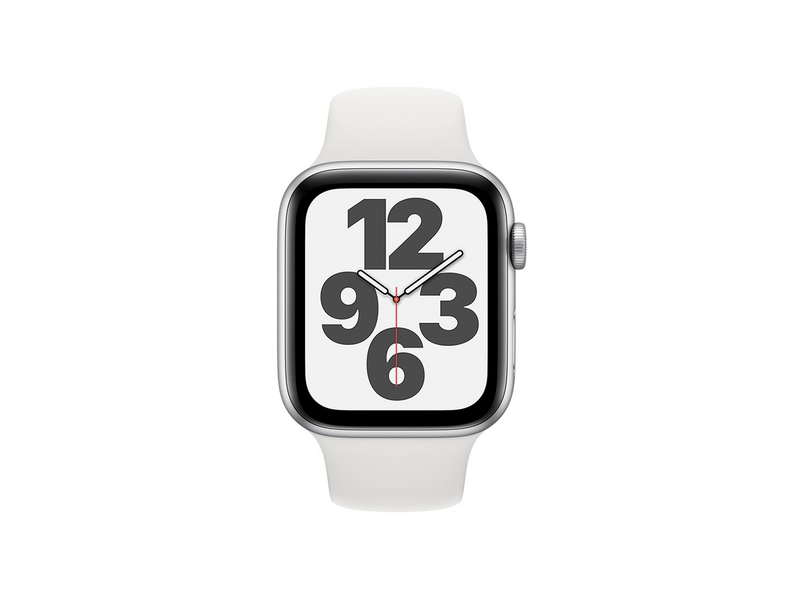 Apple Watch SE GPS 44mm Okosóra, Ezüst/ Fehér sportszíj (MYDQ2HC/A)