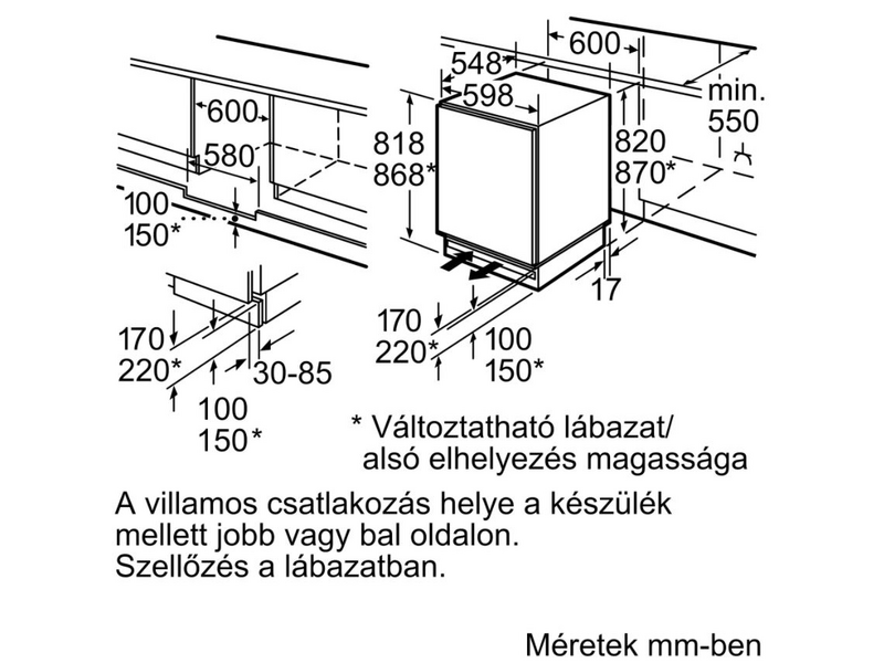 Bosch KUL15ADF0 Beépíthető egyajtós hűtőszekrény