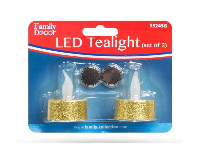 LED-es teamécses, 2 db, Arany (55245G)