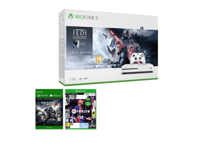 XBOX ONE S 1T, Star Wars, GOW4, FIFA 21