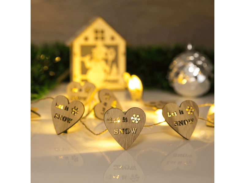 Szív alakú karácsonyi fa csipesz, melegfehér LED (58010A)