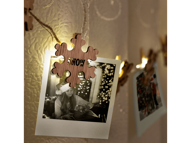 Hópihe alakú karácsonyi fa csipesz, melegfehér LED (58010B)