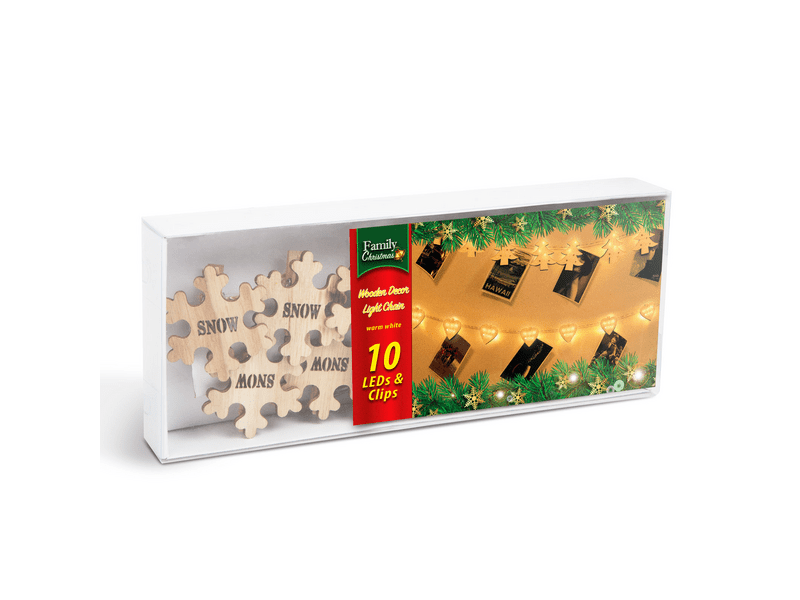 Hópihe alakú karácsonyi fa csipesz, melegfehér LED (58010B)