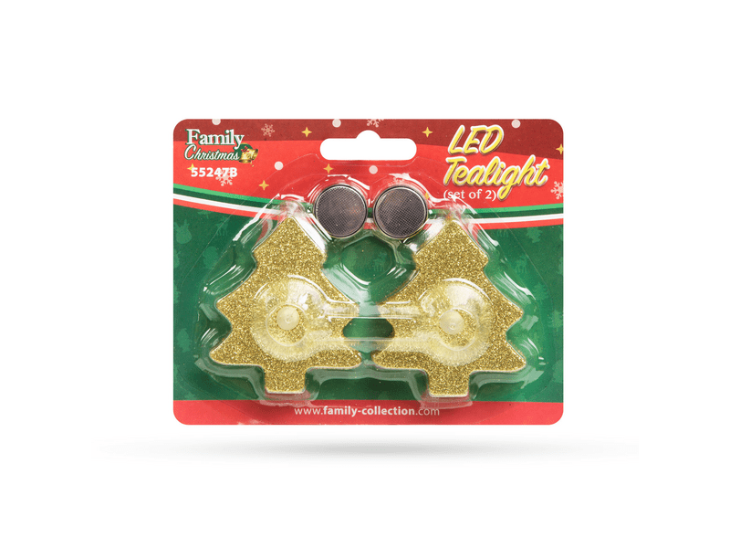 Family 55247B LED-es teamécses, 2 db, Fenyőfa, Arany