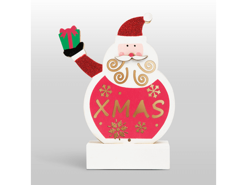 Karácsonyi LED asztali dekor fából - mikulás 58011A