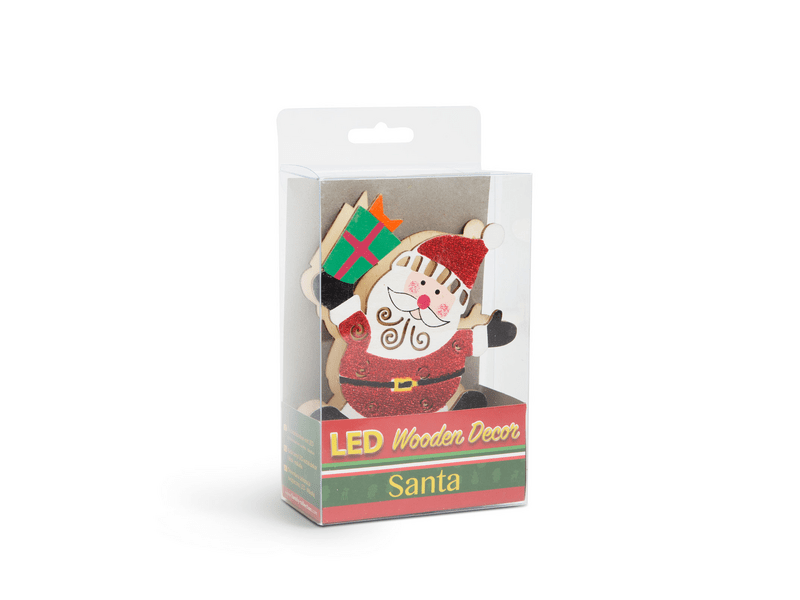 Karácsonyi LED asztali dekor fából - mikulás 58011C