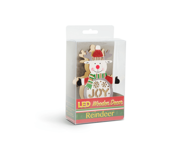 Karácsonyi LED asztali dekor fából - rénszarvas 58011D