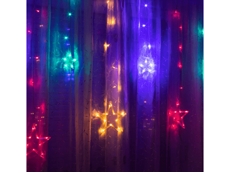 Karácsonyi LED fényfüzér - csillagok - multicolor - 6 nagy, 6 kicsi 58042A