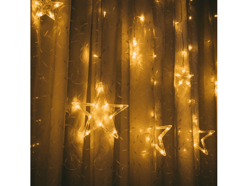 Karácsonyi LED fényfüzér - csillagok - melegfehér - 6 nagy, 6 kicsi 58042B