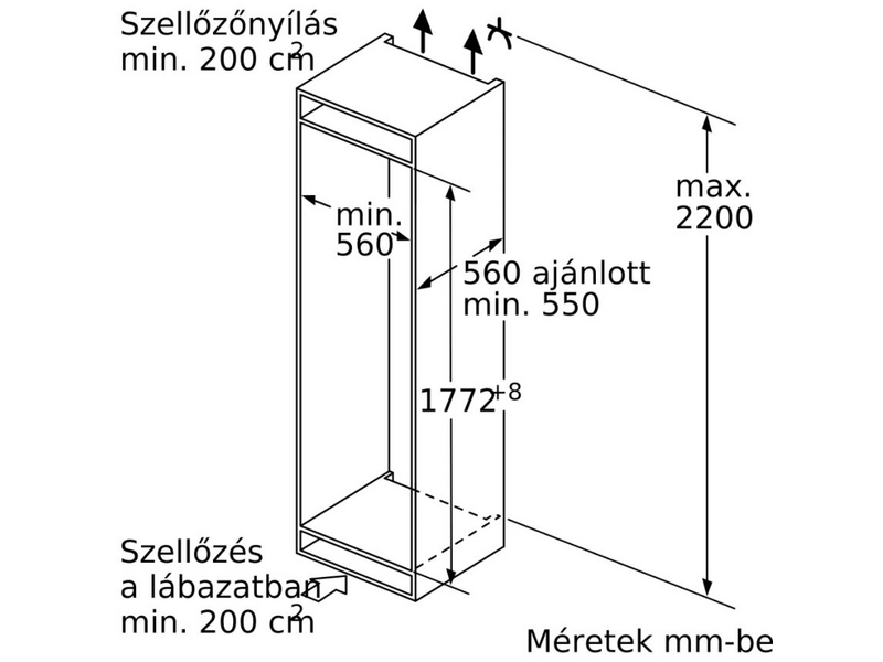 Bosch KIS87ADD0 Beépíthető Alulfagyasztós kombinált hűtőszekrény