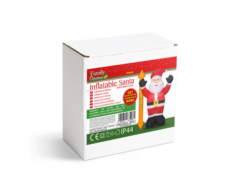 Felfújható mikulás - 120 cm - IP44 - 1 LED (58060B)