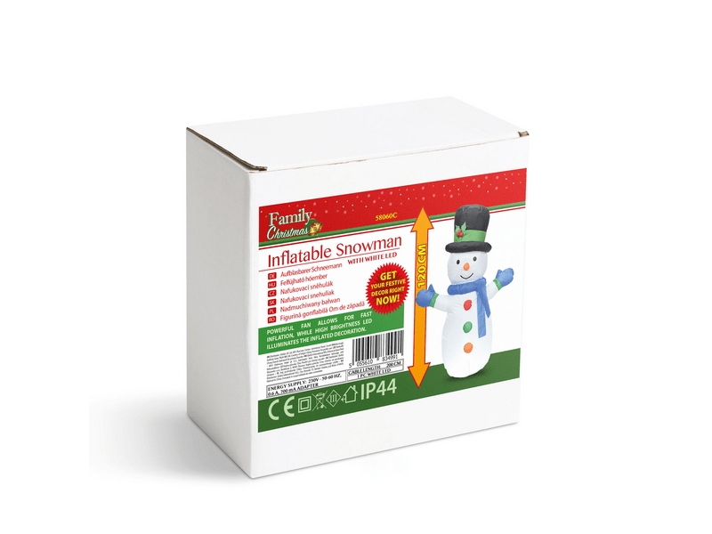 Felfújható hóember - 120 cm - IP44 - 1 LED (58060C)