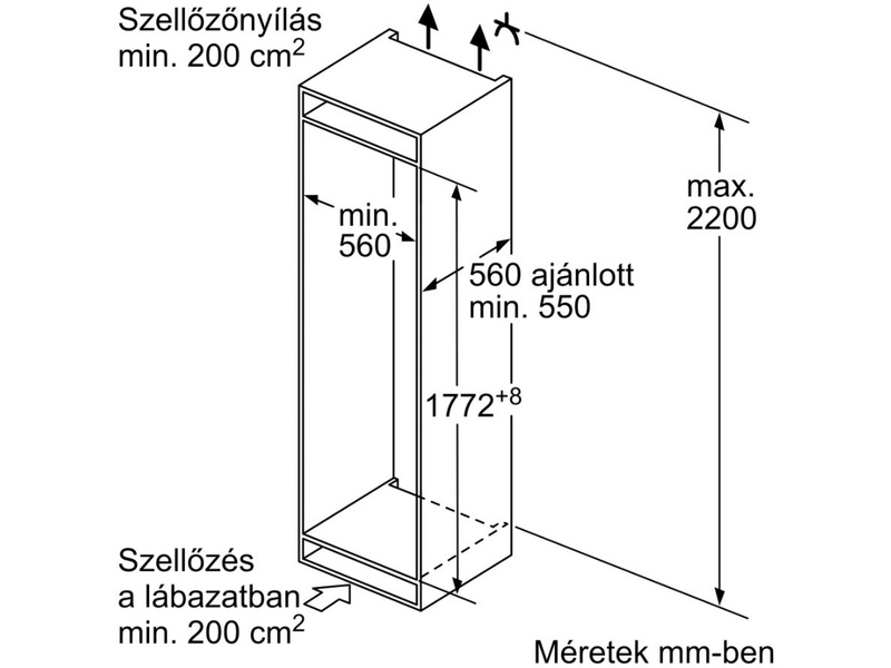 Bosch KIS87AFE0 Beépíthető alulfagyasztós kombinált hűtőszekrény