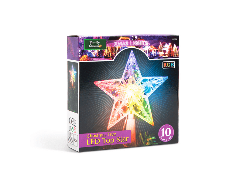 Karácsonyi LED-es csillag csúcsdísz (58034)