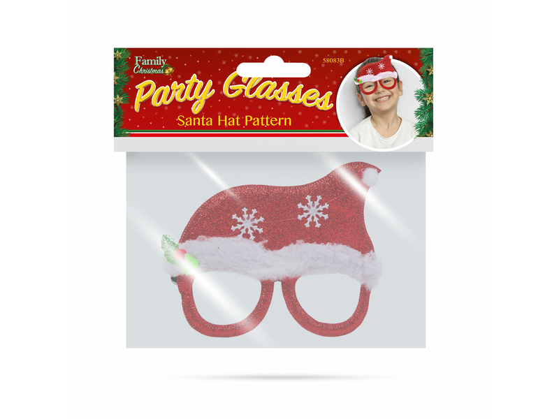 Party szemüveg - Mikulás sapka mintával (58083B)