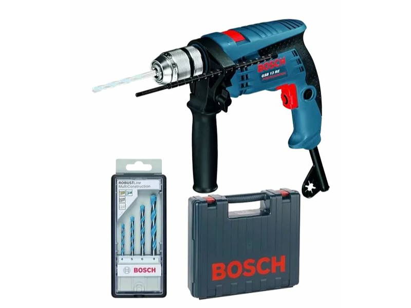 Bosch 0601217103 Ütvefúrógép + 4 részes fúrófej készlet + koffer