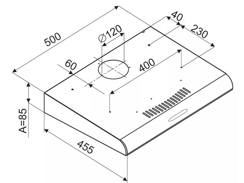 SLX SH 50 X Hagyományos páraelszívó inox