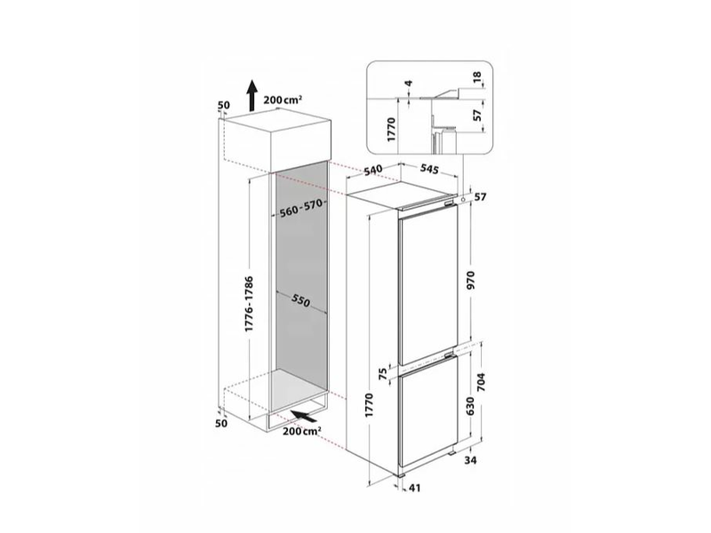 Whirlpool ART 66102 Beépíthető alulfagyasztós kombinált hűtőszekrény