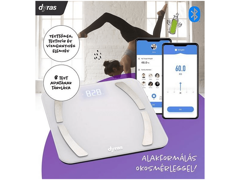 Dyras PS-3800BT Testanalizáló okos személymérleg