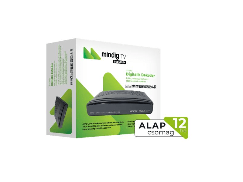 mindigTV PRÉMIUM Alap csomag Dekóderrel 12 hó Előre fizetett szolgáltatás