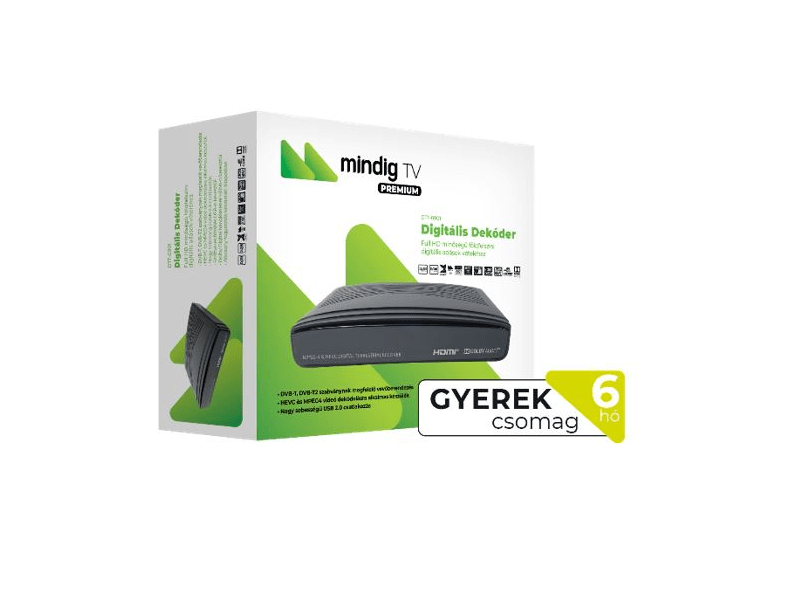 mindigTV PRÉMIUM Gyerek csomag Dekóderrel 6 hó Előre fizetett szolgáltatás