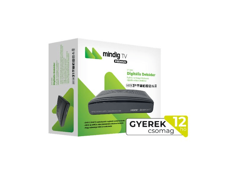 mindigTV PRÉMIUM Gyerek csomag Dekóderrel 12 hó Előre fizetett szolgáltatás