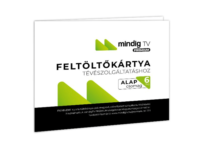 mindigTV PRÉMIUM Alap csomag Feltöltő kártya 6 hó Előre fizetett szolgáltatás