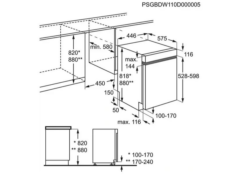 AEG FEE73517PM Ugradbena uska perilica posuđa