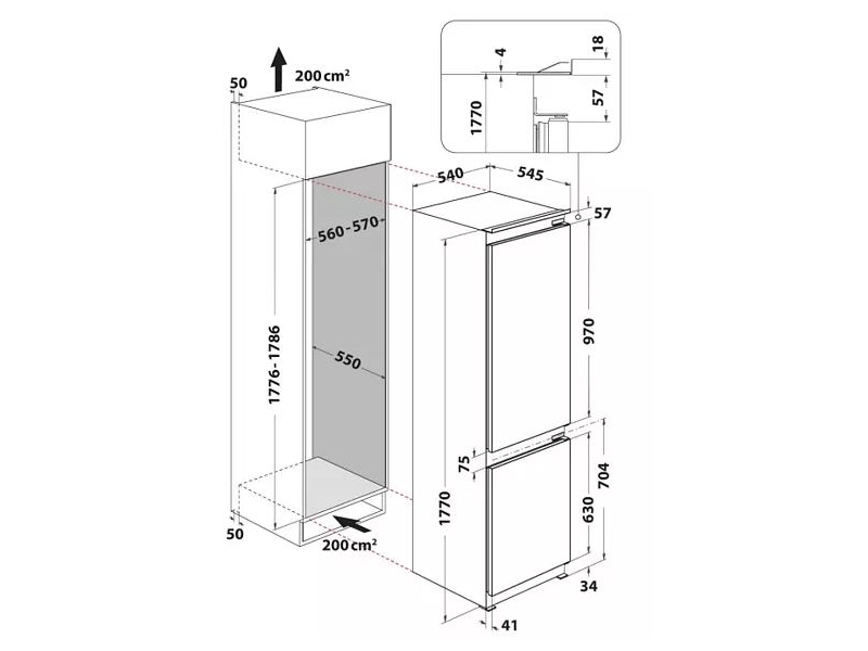 Whirlpool ART 65031 Beépíthető kombinált hűtőszekrény