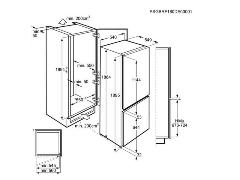 AEG SCE819E5TS CustomFlex beépíthető kombinált hűtőszekrény
