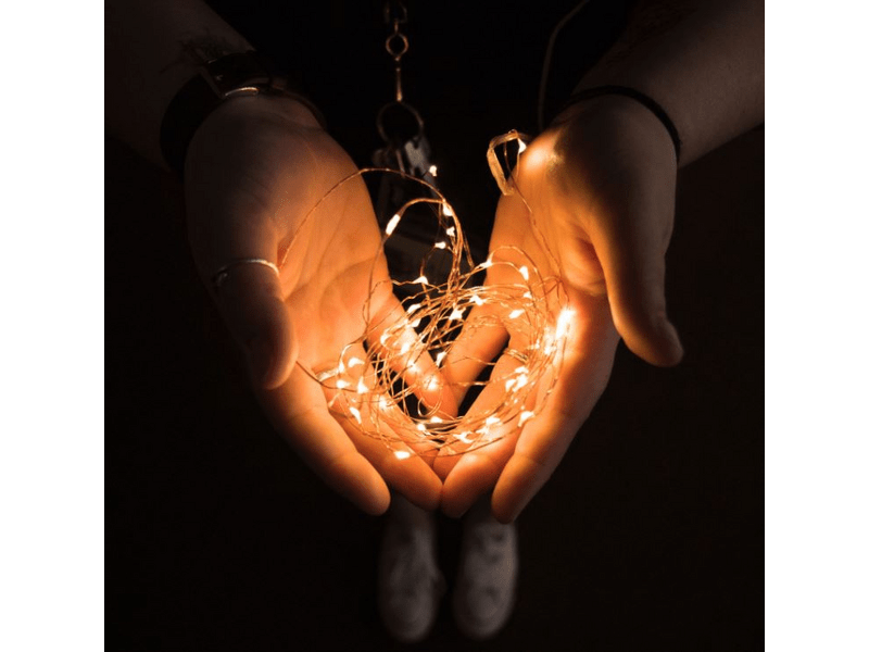 LED fényfüzér - 10 db melegfehér LED - 2 x AA 58043B