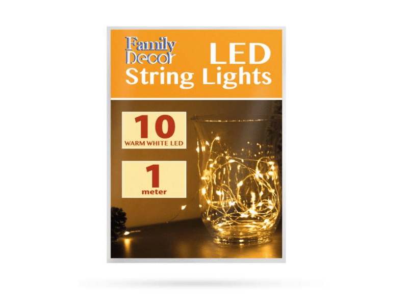 LED fényfüzér - 10 db melegfehér LED - 2 x AA 58043B