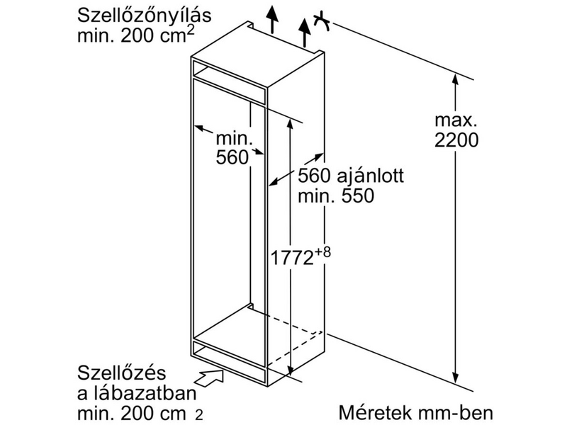 Bosch KIN86AFF0 Beépíthető alulfagyasztós kombinált hűtőszekrény