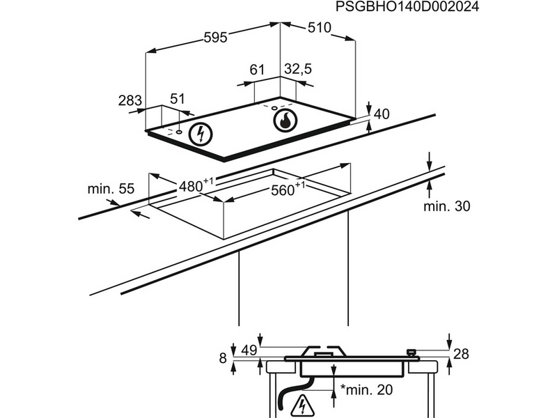 Electrolux KGS6424SX Beépíthető gáz főzőlap