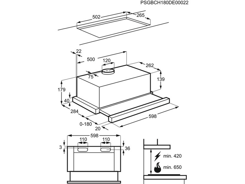 Electrolux LFP216S Teleszkópos páraelszívó, 60 cm