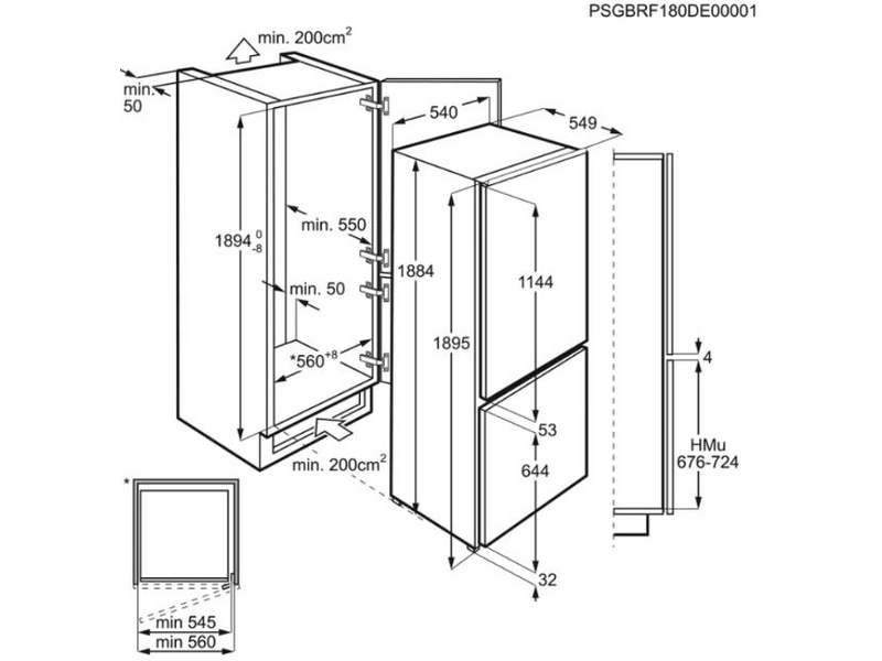 Electrolux LNS9TE19S Beépíthető alulfagyasztós kombinált hűtőszekrény