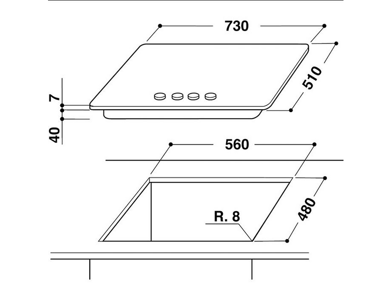 Whirlpool GMWL 728/IXL Beépíthető gáz főzőlap