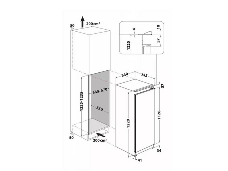 Whirlpool ARG 7181 Beépíthető hűtőszekrény