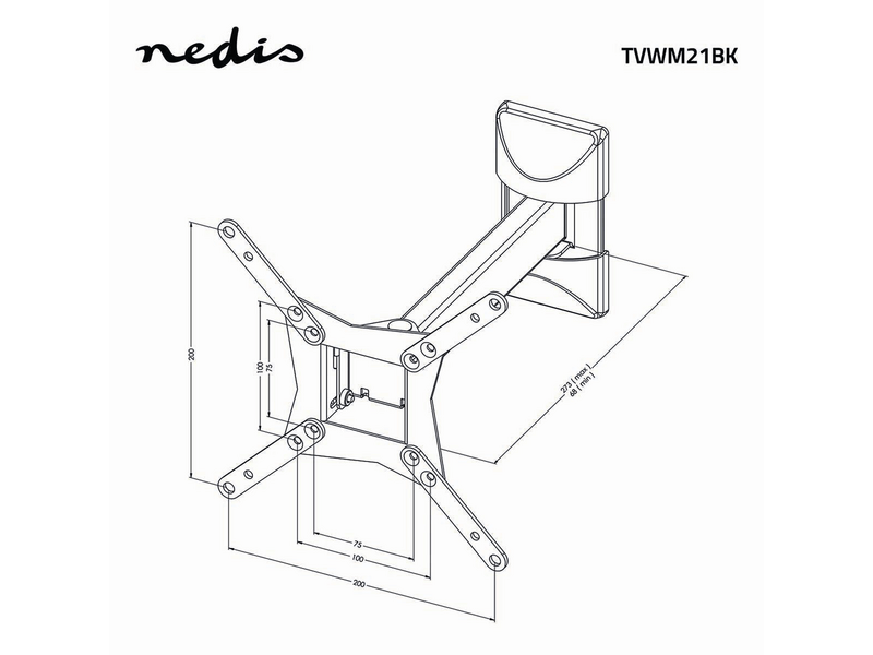Nedis TVWM21BK Minden Irányban Mozgatható TV fali tartó