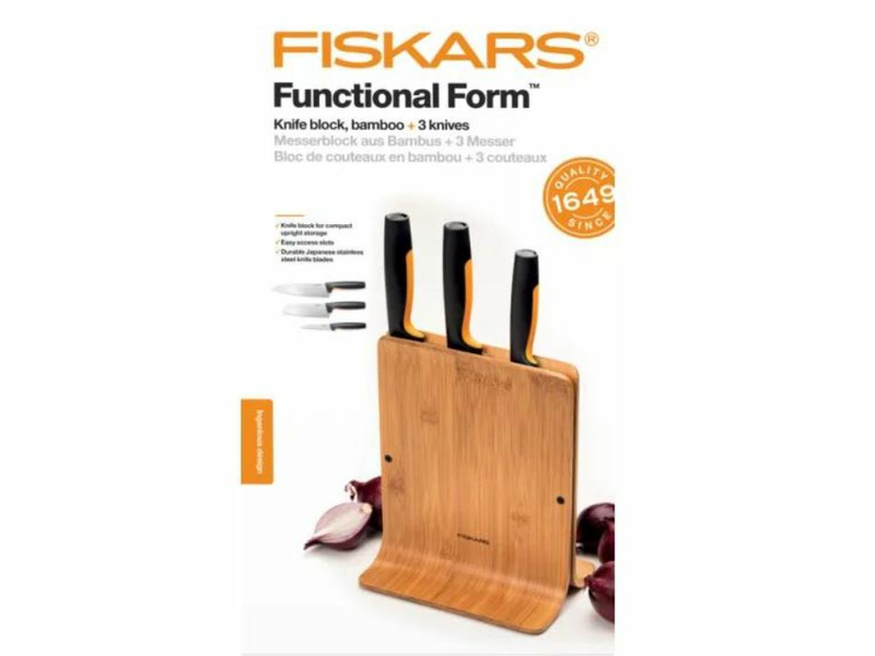 Fiskars Functional Form Késkészlet, 3 db, bambusz blokkban (1057553)