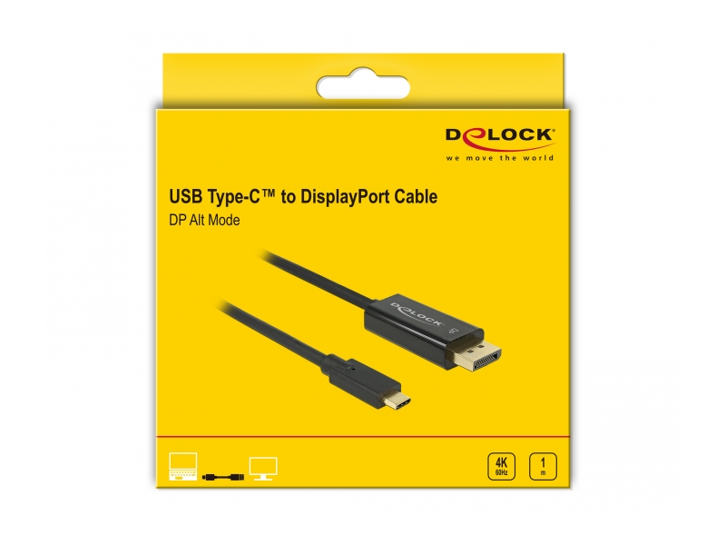 Delock 85255 USB-C Kábel csatlakozódugóval > DisplayPort csatlakozódugóval 4K 1 m