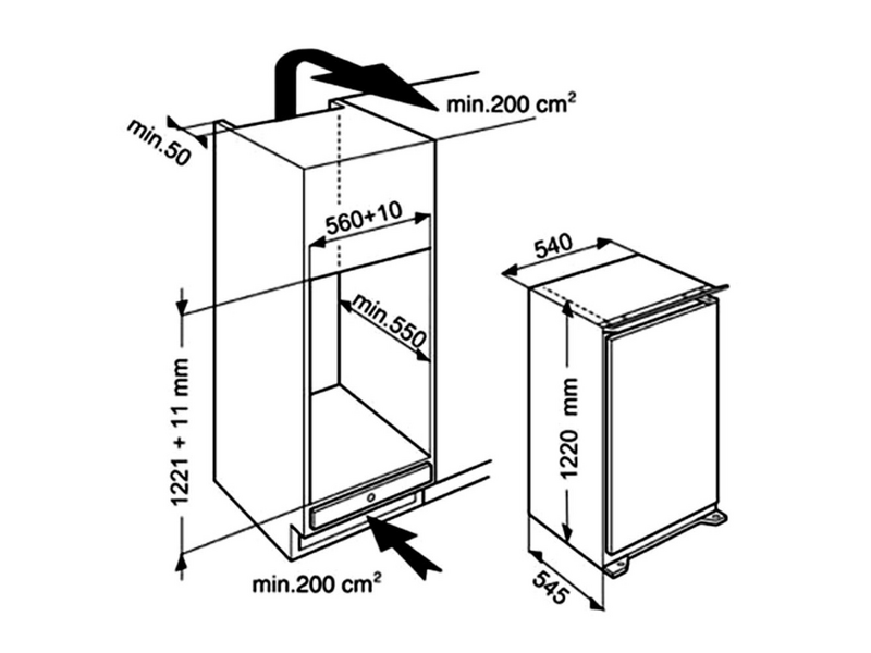 Whirlpool ARG 86121 Beépíthető kombinált hűtőszekrény