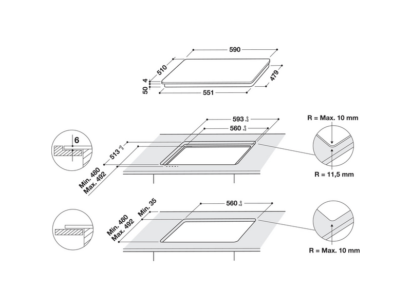 Whirlpool WBB8360NE Ugradbena indukcijska ploča