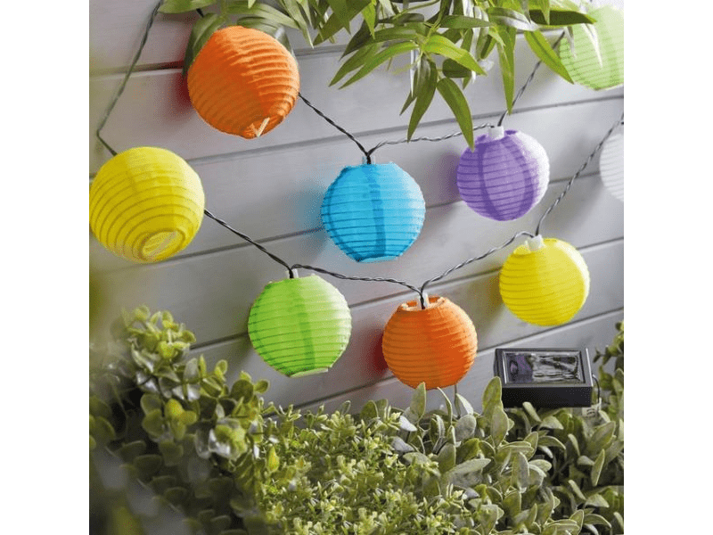 GOE 11227B Szolár lampion fényfüzér - színes 10db