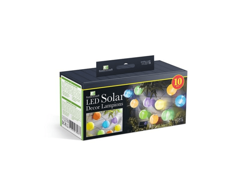 GOE 11227B Szolár lampion fényfüzér - színes 10db