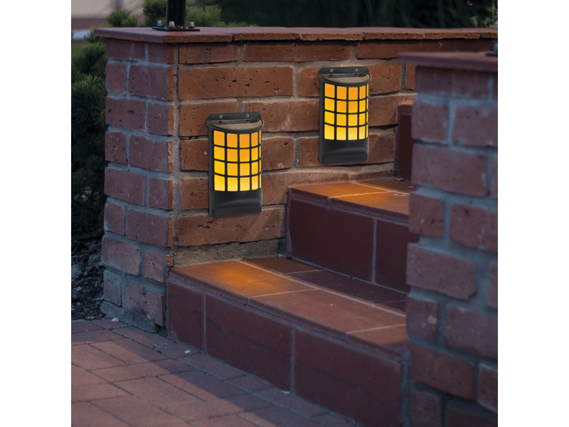 GOE 11246 Szolár fali lámpa lángeffekttel - rácsos