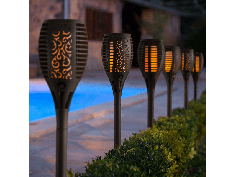 Garden of Eden 11262 Lángokat imitáló szolár LED lámpa, Fekete