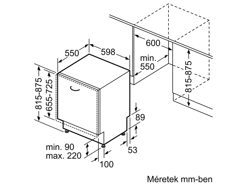 Bosch SMV2HVX20E Beépíthető integrált mosogatógép