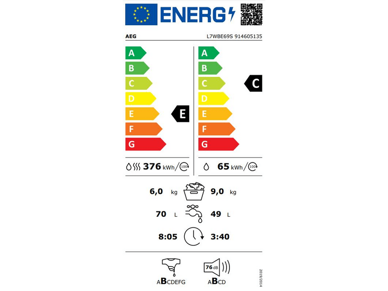AEG L7WBE69S Mosó-szárítógép, 9/6 kg, 1600 f/p., gőzprogram, LCD kijelző